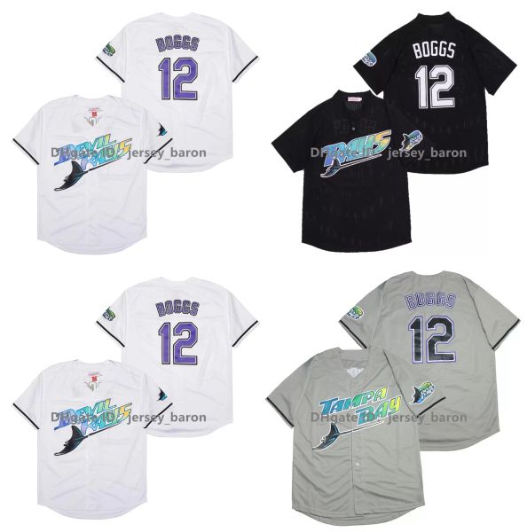 

custom vintage devil rays baseball jersey 12 wade boggs 33 jose canseco 3 evan longoria 5 wander franco 29 fred mcgriff tony saunders 39 her, Blue;black