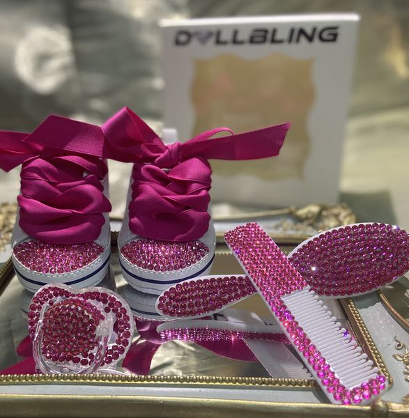 

first walkers dollbling luxury baby comb brush and shoes headband set keepsake diamond tutu outfit red bottom little girl baptism shoes 2303