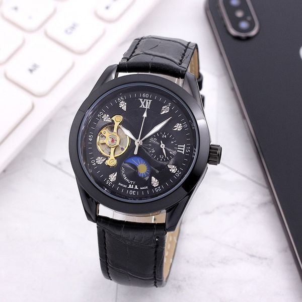 

2023 new luxury mens watches large flywheel automatic mechanical watch designer wristwatches luxury brand genuine leather strap, Slivery;brown