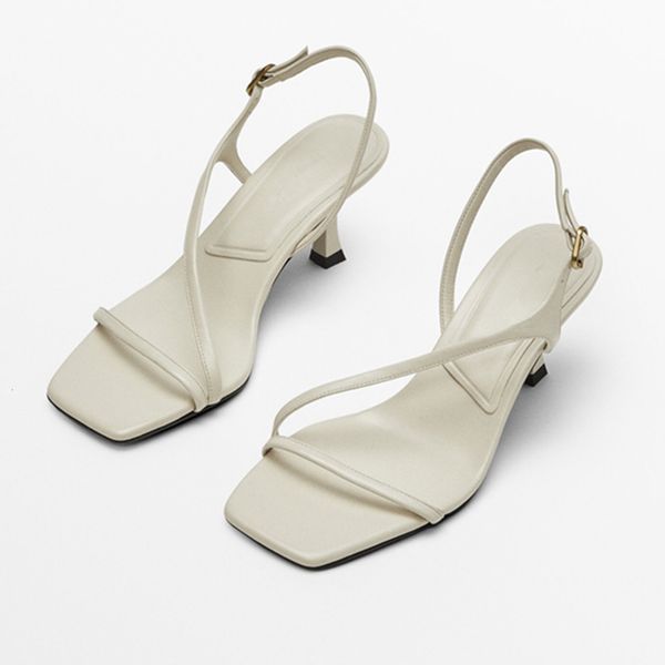 

sandals jenny dave 2023 shoe england style office lady fashion simple genuine leather bandage heel sandal casual 230313, Black