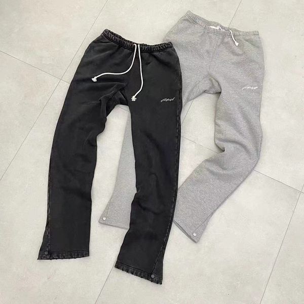 

mens pants vintage drawstring elastic waist pants men women 1 1 letter embroidered trouser 230313, Black