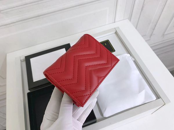 

611s 66s wallets 2023 fashion designer's classic women's purse clamshell card bag in soft quilted v-shaped leather, Red;black