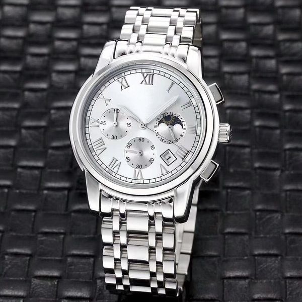 

2023 new six stitches series waterproof quartz watch luxury brand fashion men's watches mens wristwatch with steel band, Slivery;brown