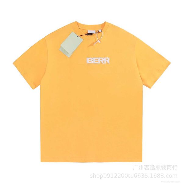 

correct version b burbry luxury designer of bu 's new logo printed short-sleeved t-shirt high street casual versatile lovers with same, White;black