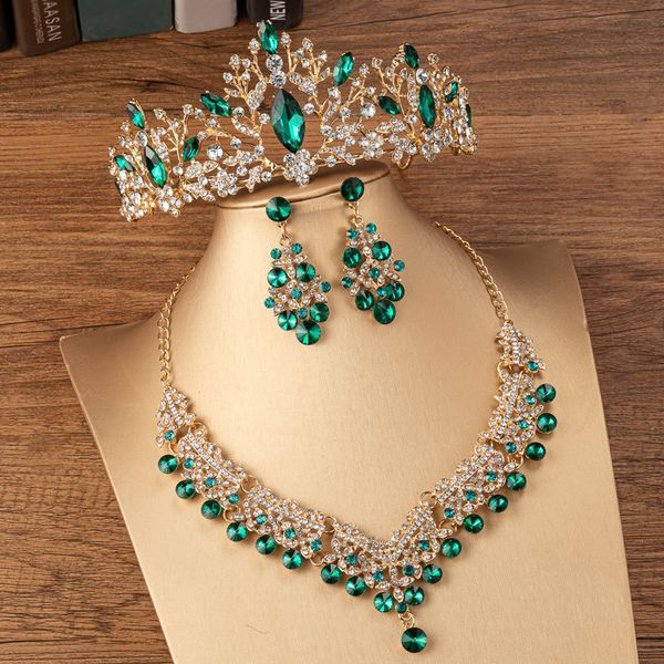 

wedding jewelry sets kmvexo gorgeous crystal bridal jewelry sets for women fashion tiaras earrings necklace crown bride wedding dubai jewelr, Slivery;golden