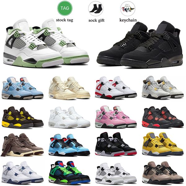 

balck cat 4s basketball shoes j4s men women jumpman 4 trainers seafoam fire red thunder university blue neon breed white cement j4 designer