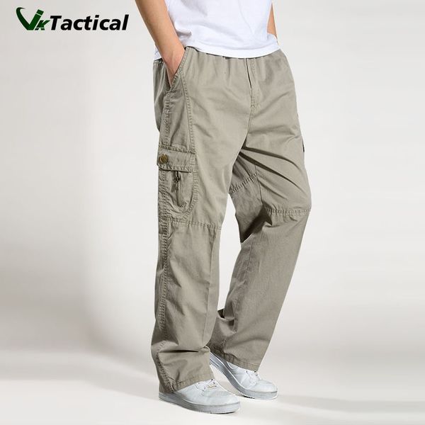 

mens pants brand casual men cargo pants cotton loose trousers mens overalls multi pocket straight joggers homme 6xl 230314, Black