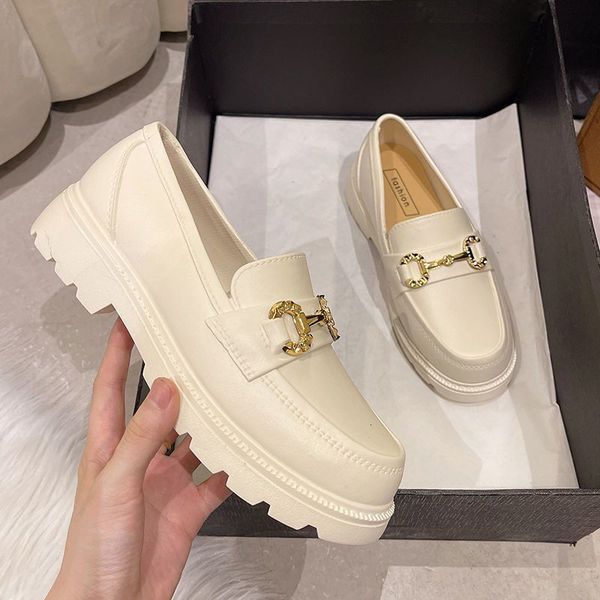 

dress shoe loafers platform thick sole british style lolita low heels mary jane s white jk uniform s woman casual single 230313, Black