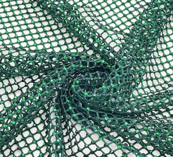 

ss10 green glass rhinestones mesh applique fabric sewing elastic crystal trim net for diy dress garment, Black;white