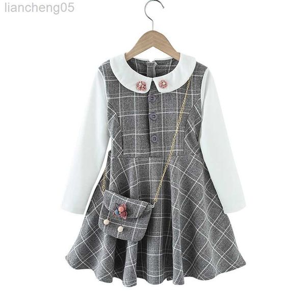 

girl's dresses girl dress plaid pattern girl party dress patchwork children party dress with bag teenage clothes for girls 6 8 10 12 14, Red;yellow