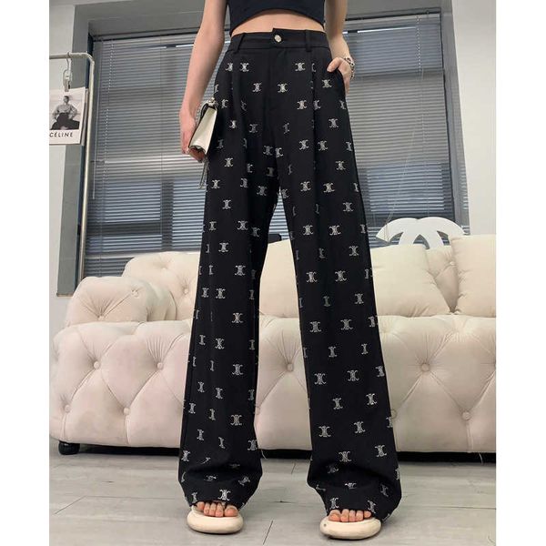 

long pants women trousers cell line fashion designer brand niche 2023 arc de triomphe leg casual straight loose thin high leisure ins c, Black;gray