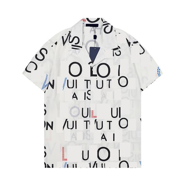 

2023 luxurys designers men dress shirts set summer casual printed hawaiian shirt homme short male printing dress suit sets plus size -3xl, White;black