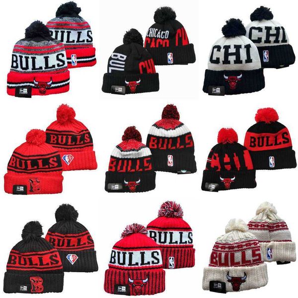 

snapbacks men chicago''bulls''pom cuffed knit hat basketball red black white green