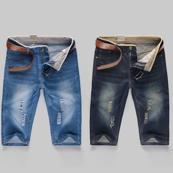 

men's shorts summer ripped jeans men straight denim male fashion casual work mens clothing no belt 230314, White;black