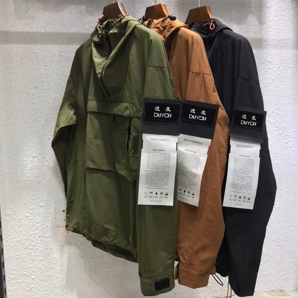 

duyou mens jackets windbreaker zip hooded sunscreen outerwear hip hop designer coats armband fashion spring and autumn waterproof parkas siz, Black;brown