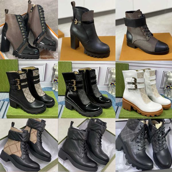 

women's ankle boot print martin desert boots designer luxury beige and ebony 100% genuine leather quilted lace-up winter shoes rubber l, Black