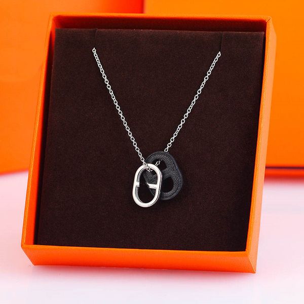 

designer classic luxury h pendant necklaces women letter nose necklace luxury design jewelry xa3a, Silver