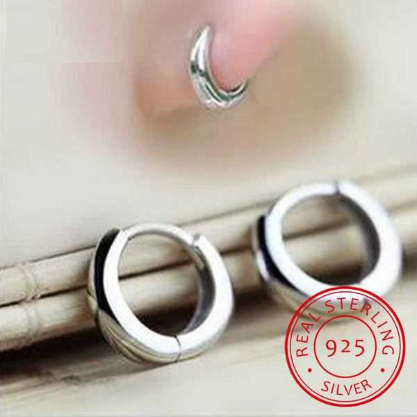 

charm 925 sterling sliver loop circles wide small huggies hoop earrings for women girls men jewelry anti-allergic aros aretes ohrringe aa230, Golden