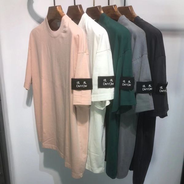 

duyou oversize t shirt with vintage jersey wash letters 100% cotton t-shirt men casuals basic t-shirts women quality classical dy9009, White;black