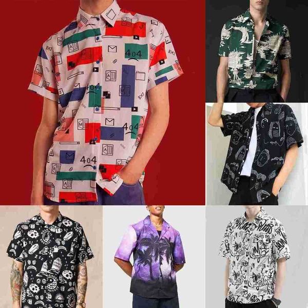 

men's t-shirts men's shirt men's new summer fashion printing short sleeve loose casual cotton shirt men, White;black
