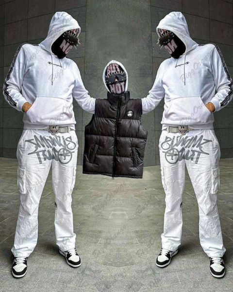 

mens pants white vintage cargo masculina fashion mens high street drawstring elastic y2k pants men 230313, Black