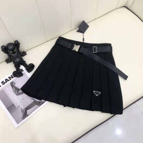 

women's short skirts designer girl pleated skirt fashion matching inverted triangle decoration summer skinny dress 4wmh8, Black