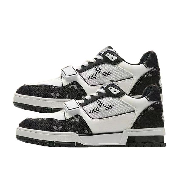 

designer sneaker running shoes small grass pattern casual shoes calfskin leather abloh white green red blue letter overlays platform low sne