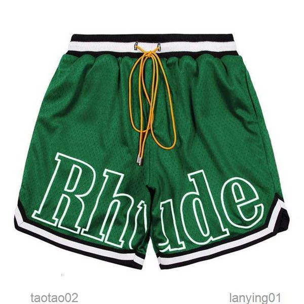 

rhude shorts men swim designer mens summer beach pants mesh material breathable loose fitness basketball2lsz, White;black