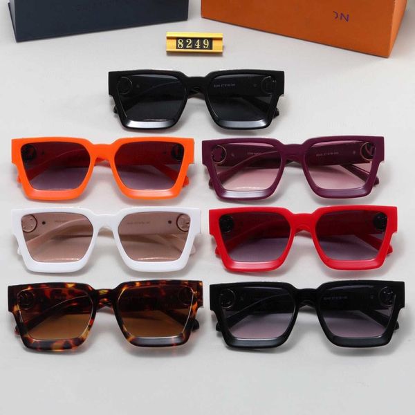 

sunglasses 2023 new new four-leaf grass square trend women's fashion casual ins men's black frame wear sunglasses, White;black