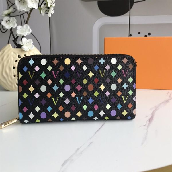 

2021 fashion flowers designer wallets luxurys men women leather bags classic letters key coin purse original box plai234i, Red;black
