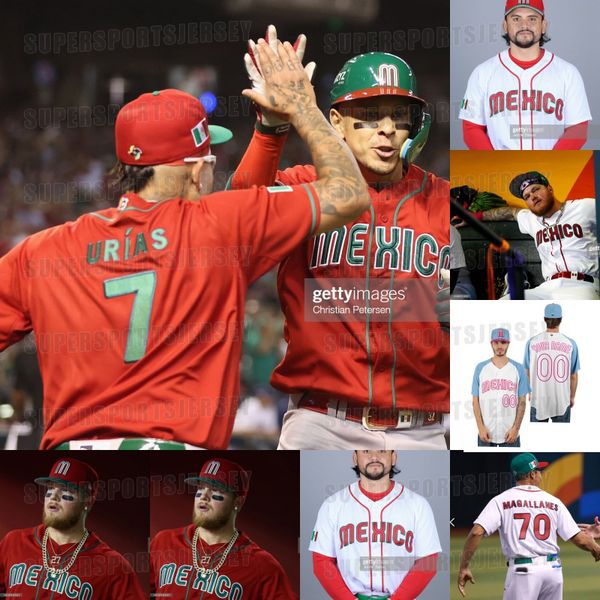

mexico wbc 2023 baseball jerseys world baseball classic alex verdugo alejandro kirk julio urias jose urquidy austin barnes randy arozarena m, Blue;black