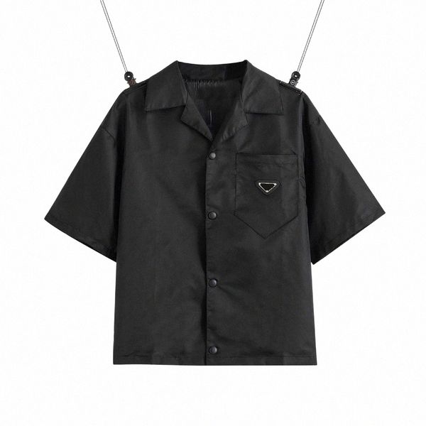 

2023 united state women mens shirts polos leisure brand short blouses shirt classic inverted loose imported high-quality nylon tooling eur s, White;black