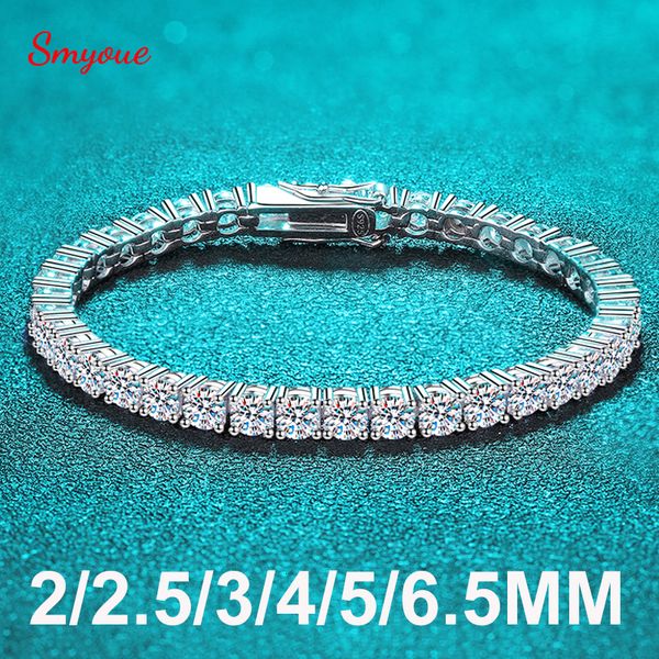 

charm bracelets smyoue 265mm real tennis bracelet for women christmas gift platinum plated 100% 925 sterling silver wedding jewelry 230313, Golden;silver