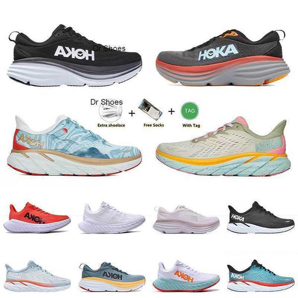 

designer mens women athletic running shoes hoka bondi 8 black white lunar rock diva blue citru shell coral peach hokas carbon x2 trainers