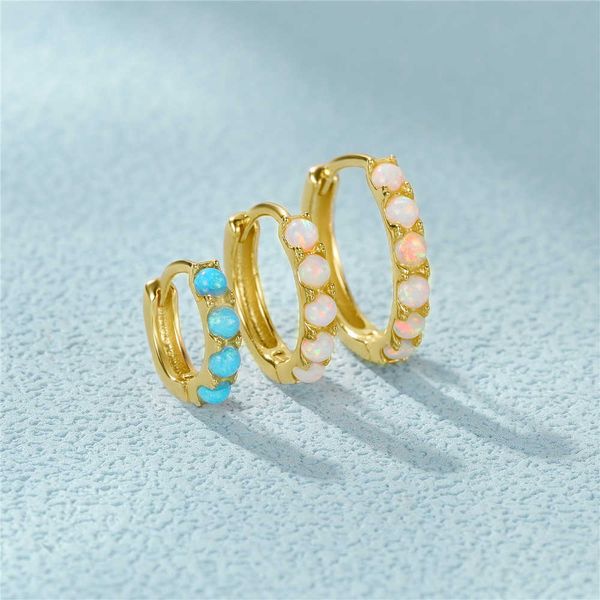 

charm roxi 6/8/10mm size opal round hoop earrings for women 925 sterling silver circle earrings jewelry bohemia pendiente plata 1pc aa230311, Golden