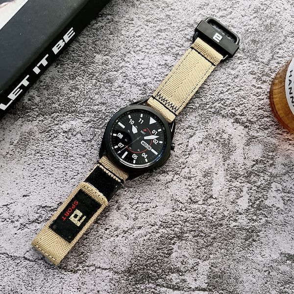 

green watch bands strap for samsung galaxy active 22mm 41mm bands nylon bracelet watch 5 pro 4 20mm classic 3 band 40mm for men women, Black;brown