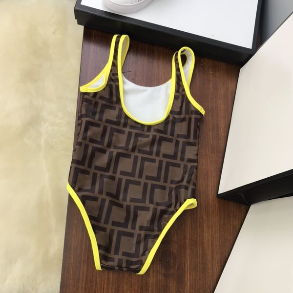 

girls bikini beach wear kids one-piece girl swimwear letter print kid swimsuit charming luxury brand, Black