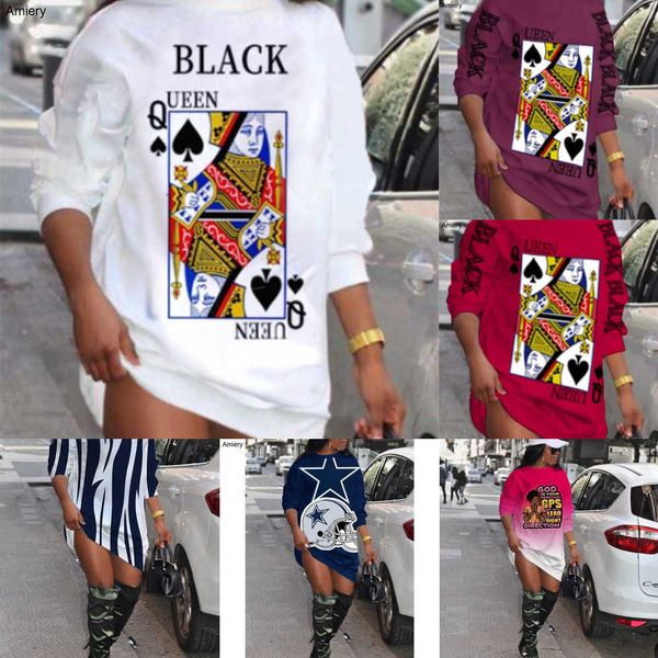 

women clothes 2023 plus size casual dresses hoodies new long sleeved dress printed pullover loose sweater shirt for ladies outfits s- xxxl, Black;gray