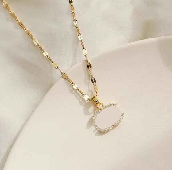 

luxury women designer brand double letter pendant necklaces chain 18k gold plated crysatl rhinestone sweater necklaces for womens wedding je, Silver