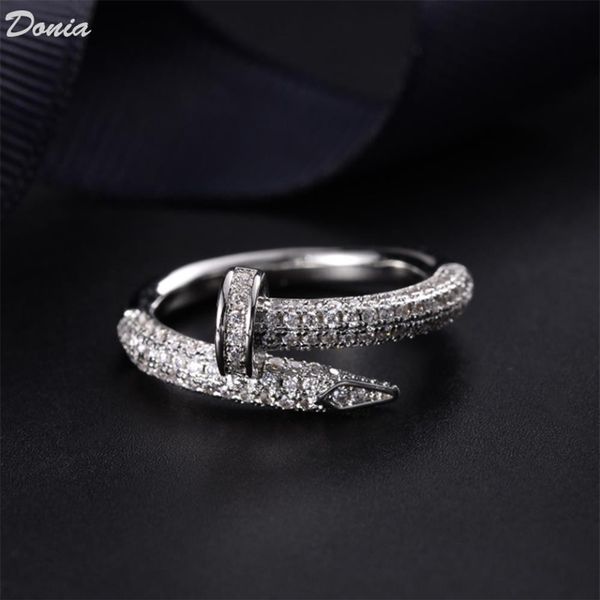 

donia jewelry luxury ring exaggerated european and american fashion nails titanium micro-inlaid zircon creative designer gifts210t, Silver