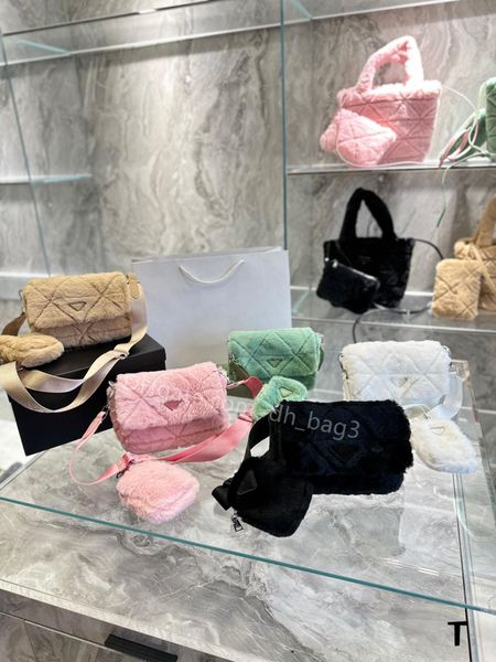 

designer one shoulder bag autumn and winter fluffy bag women's handbag fashion cross-body luxury bag tote postman clamshell purse 2-in-