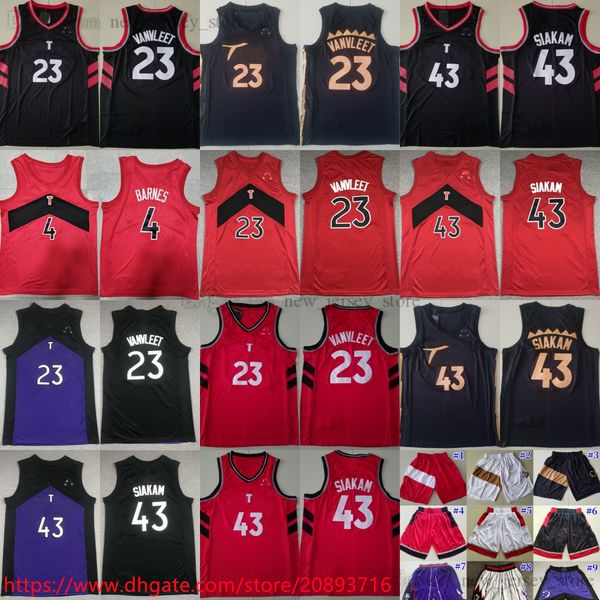 

2023 new basketball 43 pascalsiakam jersey stitched with 6 patch 23 fredvanvleet 4 scottiebarnes black white red city jerseys shorts