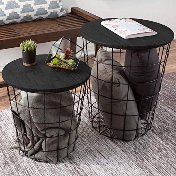 

lavish home nesting end tables with storage (black)