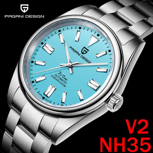 

wristwatches pagani design automatic men's watch stainless steel simple mechanical wriswatch japanese sports luxury sapphire glass cloc, Slivery;brown