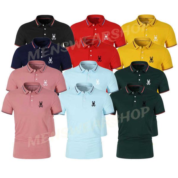 

mens polo shirt summer cotton lapel short sleeve tshirt polos fashion micro standard ghost rabbit print 4xl, White;black