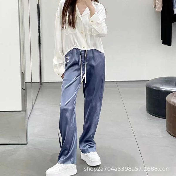 

long pants women trousers cell line fashion designer brand niche acetic acid women's leg elastic waist arc de triomphe leisure casual i, Black;white