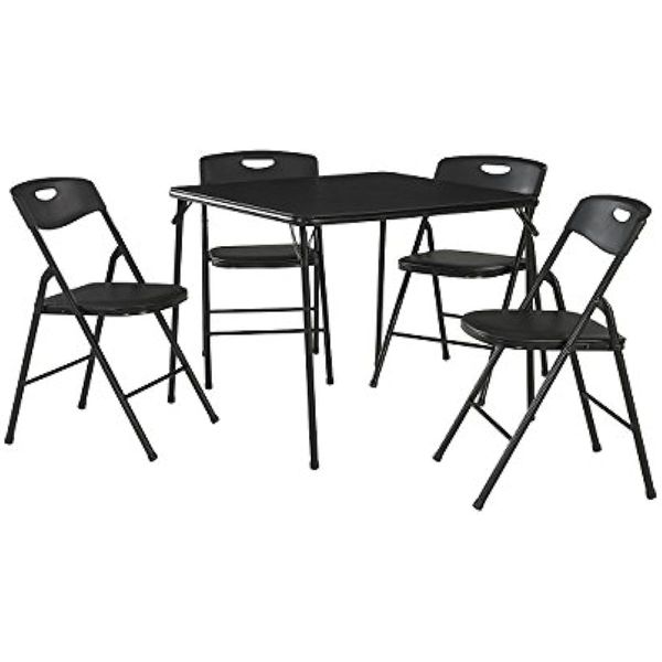 

cosco 5 piece folding table and chair set black fold out chair