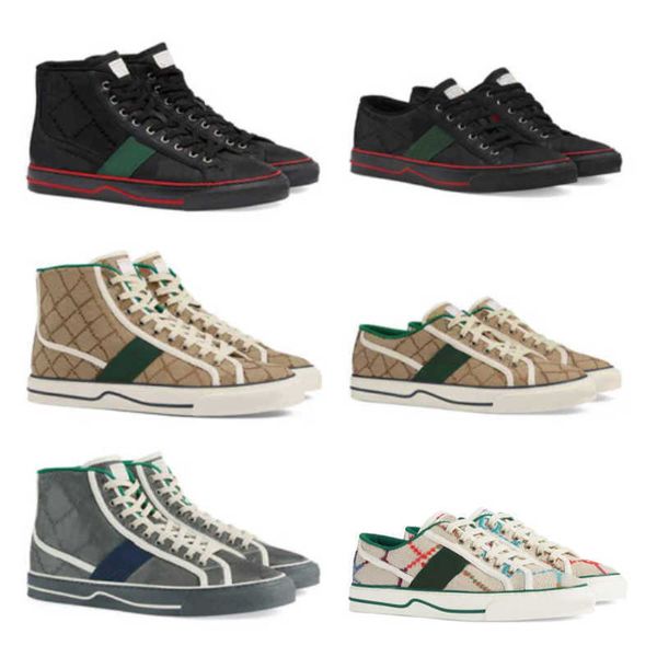 

designers tennis 1977 sneaker canvas casual shoes luxurys womens shoe italy green and red web stripe rubber sole stretch cotton low mens sne, Black