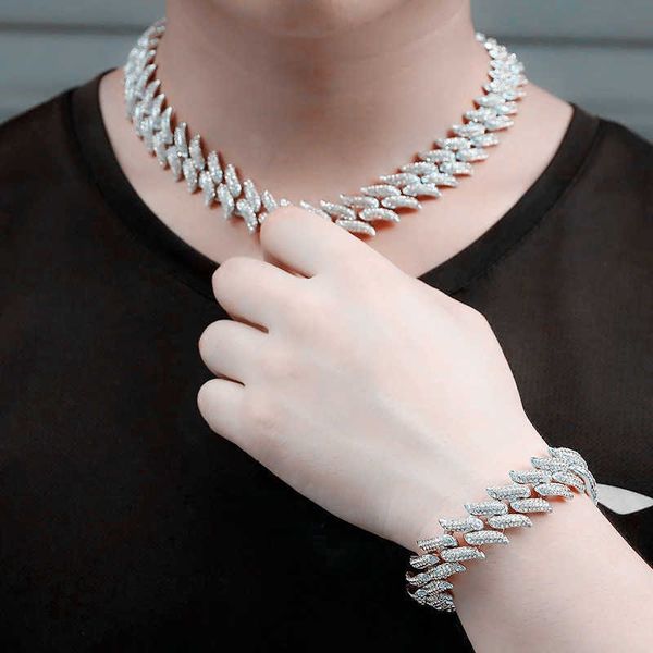 

chokers 16mm iced out gothic cuban necklace chain hip hop jewelry choker gold silver color rhinestone czclasp for mens rapper necklaces y230, Golden;silver