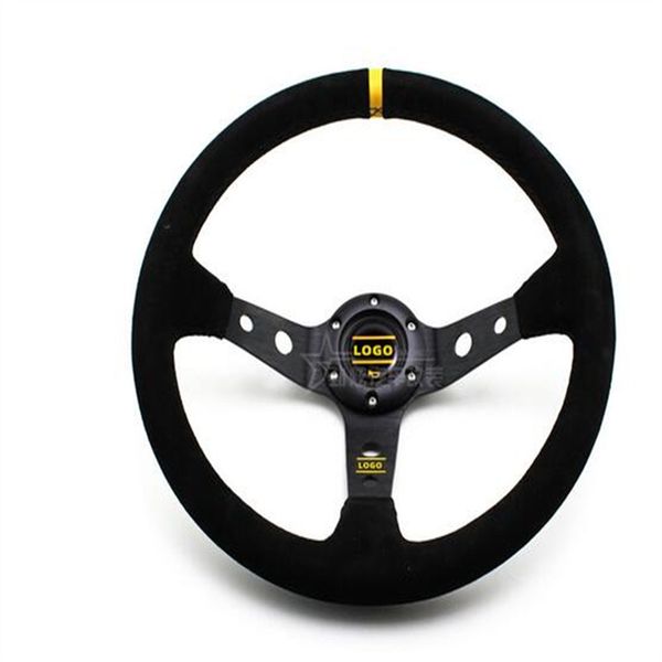 

car steering wheel 14inch fluffy leather universal matte leather large concave suede leather